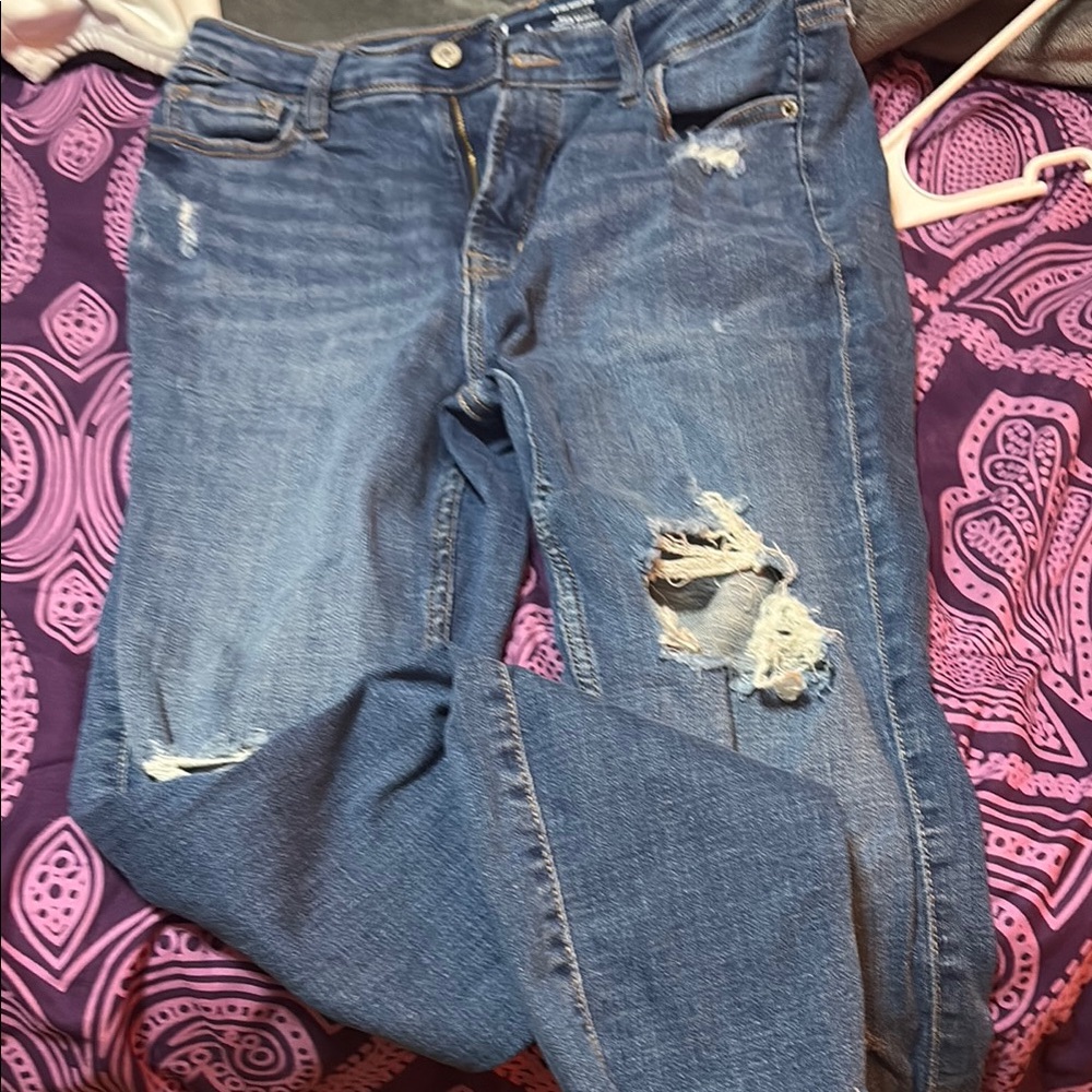 Old Navy Blue Skinny Jeans with Distressed Details